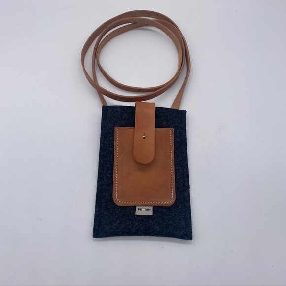 NEW Cross Body iPhone Case - Wool Felt Leather - eco friendly-handmade in USA. - Picture 1 of 8